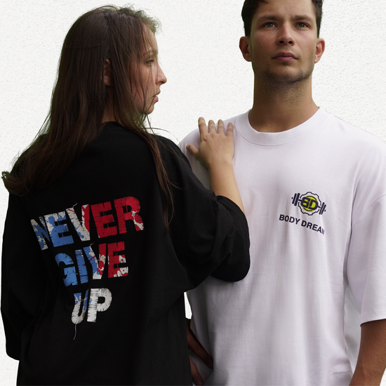 Never Give Up Black Oversized T-Shirt