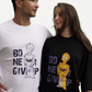 Never Give Up Robot Edition Black Oversized T-Shirt