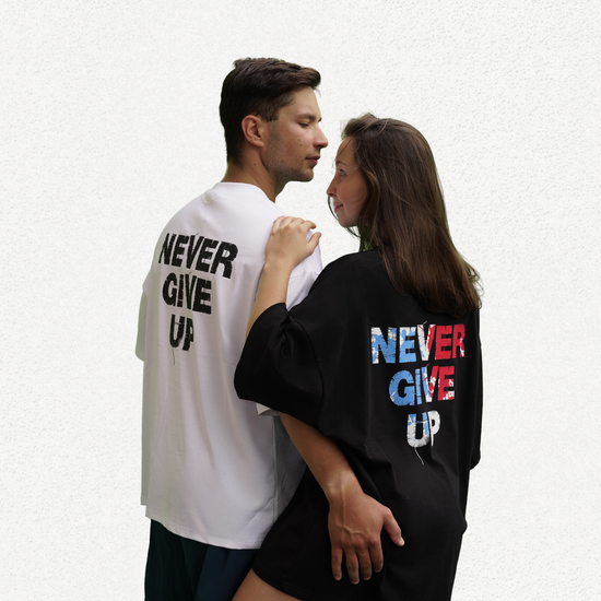 Never Give Up White Oversized T-Shirt